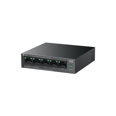TP-Link LS105GP - 5-Port Gigabit Desktop Switch with 4-Port PoE+ / 65W PoE Budget / 10Gbps Switching Capacity / Extend Mode 250m - Network Switch