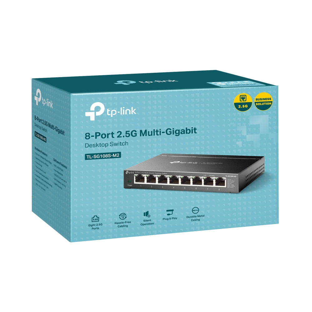 TP-Link TL-SG108S-M2 - 8-Port 2.5G Multi-Gigabit Desktop Switch / 40Gbps Switching Capacity / Fanless Design / Plug & Play - Network Switch