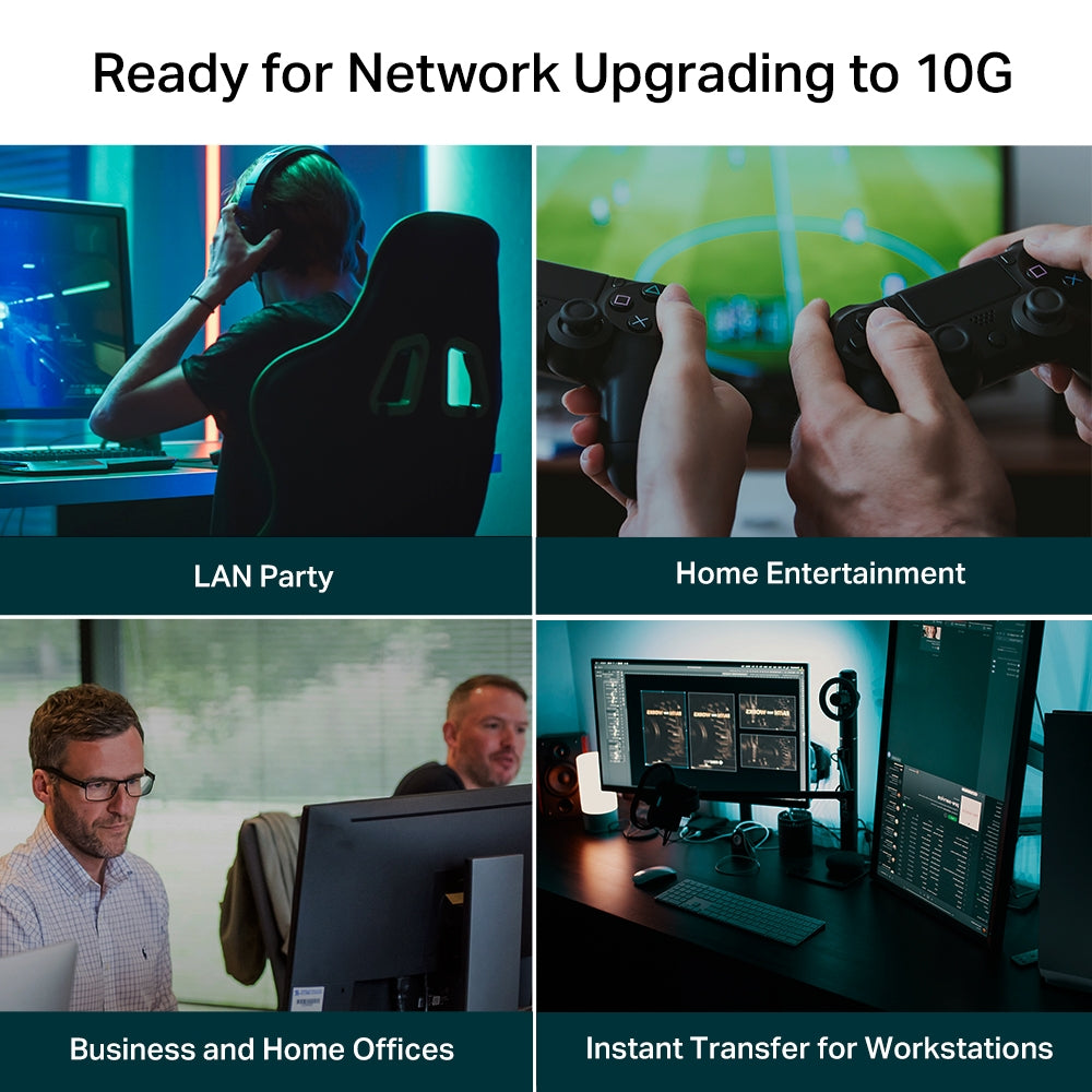 TP-Link TL-SX105 - 5-Port 10G Multi-Gigabit Desktop Switch / 100Gbps Switching Capacity / Fanless Design / Plug & Play - Network Switch