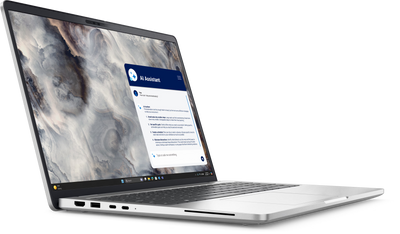 Laptop with a software interface on the screen on a white background