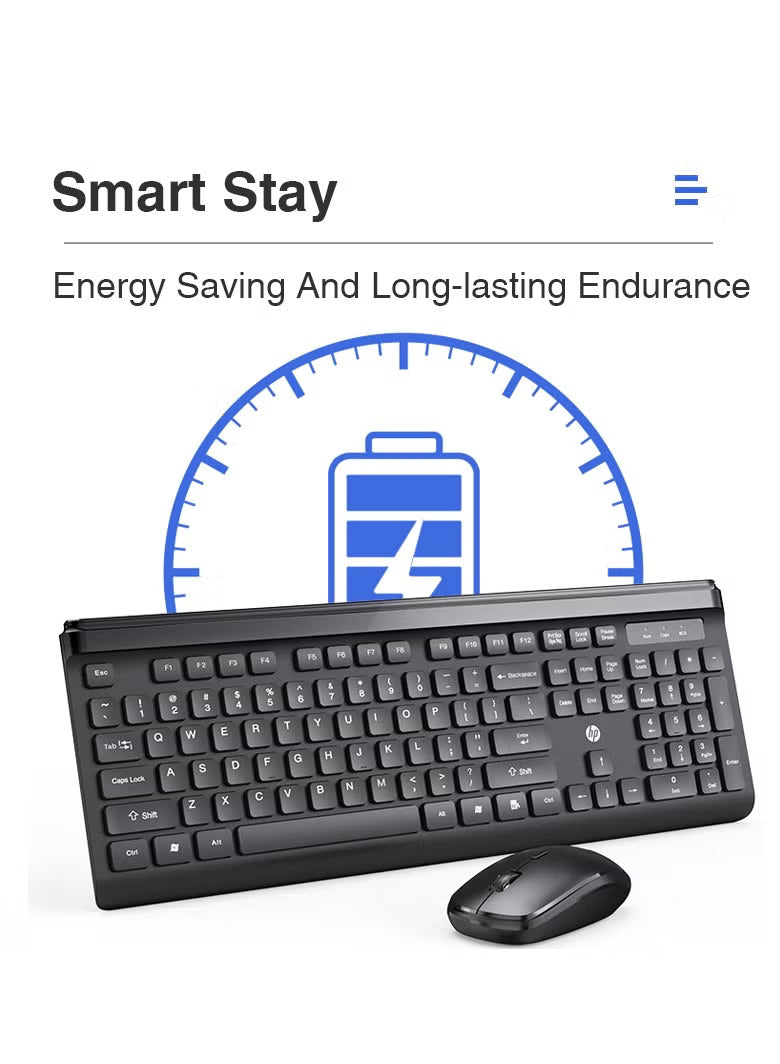 HP CS500 Wireless Keyboard and Mouse - 2.4GHz Wireless / Silent Keys / 2000 DPI / Black - Combo