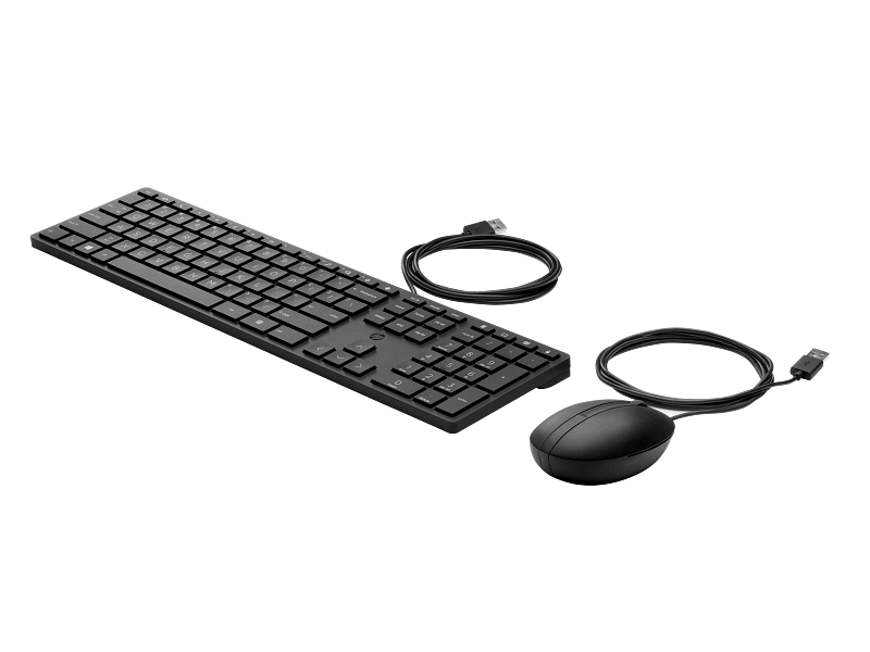 HP Wired Desktop 320MK Mouse and Keyboard - USB Wired / Full-Size Keyboard / Optical Mouse / Black / 1YW - Combo