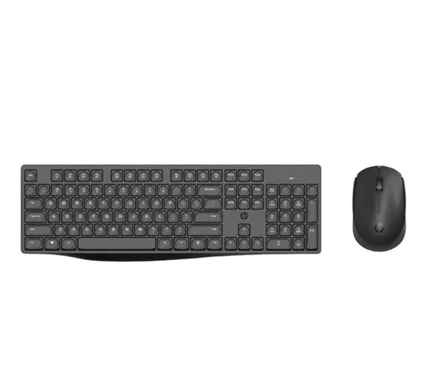 Black keyboard and mouse set on a white background
