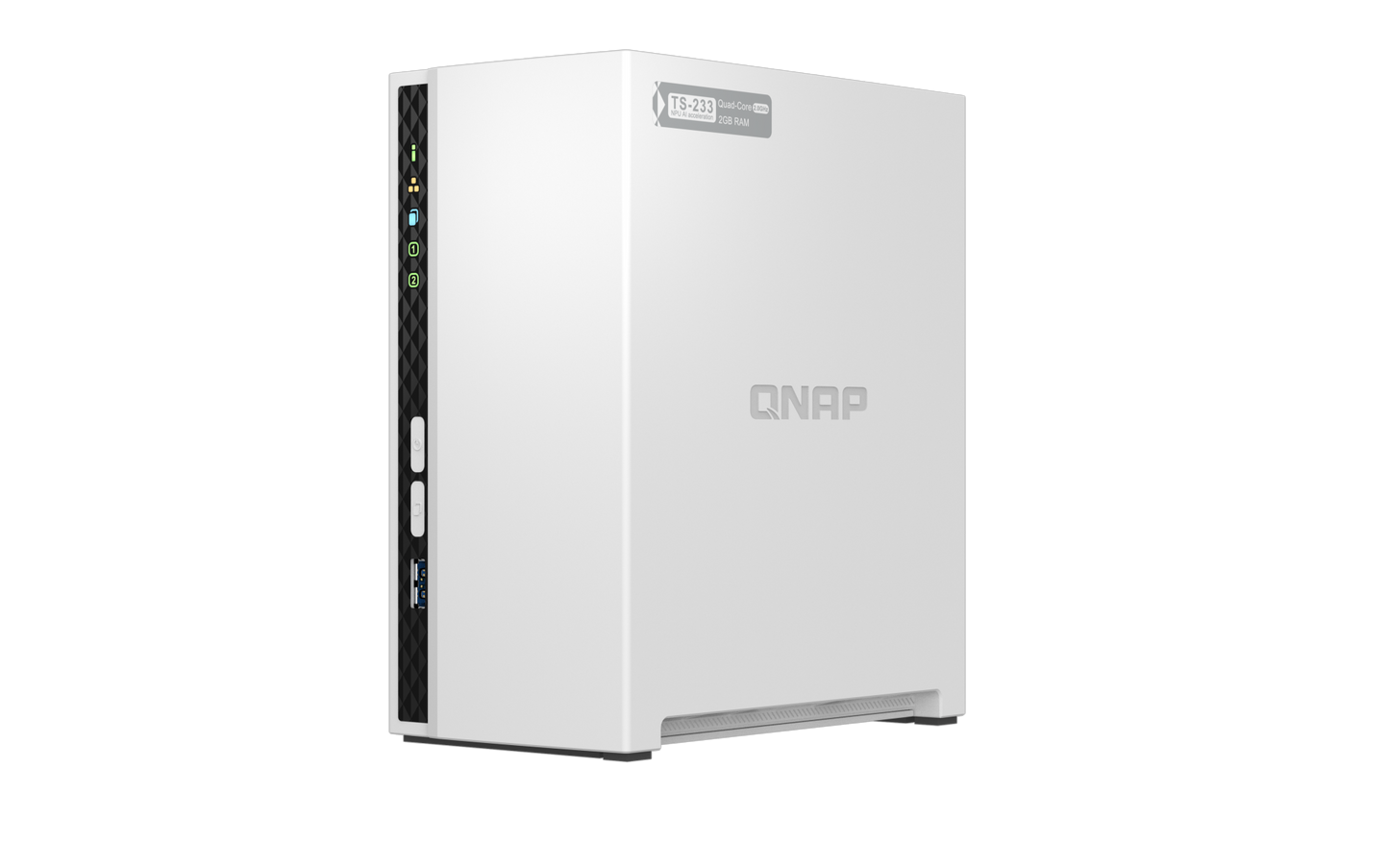 QNAP TS-233 2-Bay NAS Storage – ARM Cortex-A55 / 2GB / USB / LAN / Tower Mount / Personal Cloud / AI Photo Recognition
