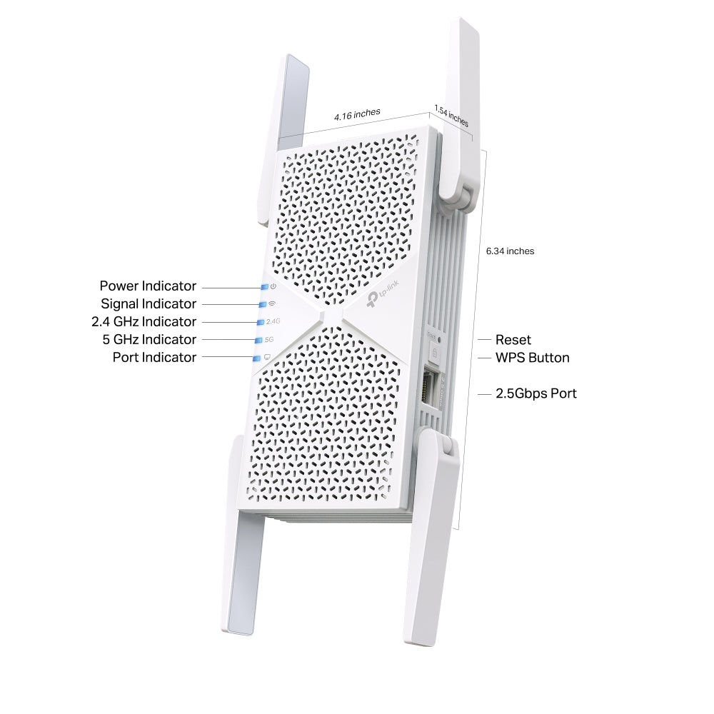 TP-Link RE405BE BE6500 Dual-Band Wi-Fi 7 Range Extender - EasyMesh™ / 2.5G Multi-Gigabit Port / Access Point Mode