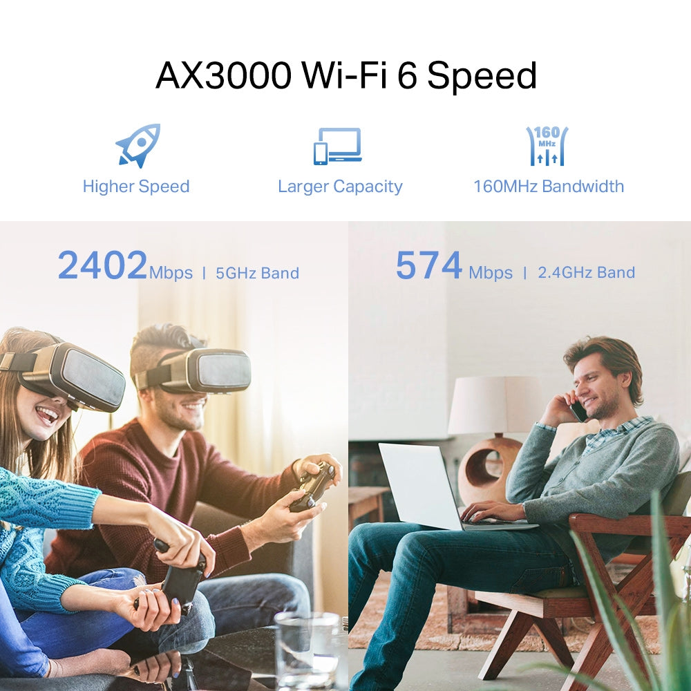 TP-Link RE705X AX3000 Wi-Fi 6 Mesh Range Extender / Dual Band / Gigabit Port / OneMesh / Access Point Mode
