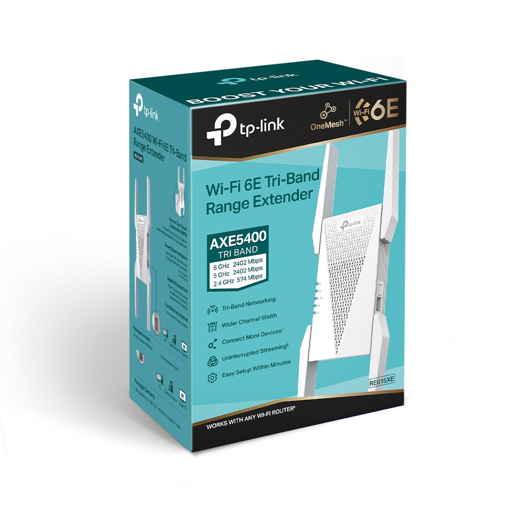 TP-Link RE815XE AXE5400 Wi-Fi 6E Mesh Range Extender - Tri-Band / 6GHz / OneMesh™ / Gigabit Port / Access Point Mode