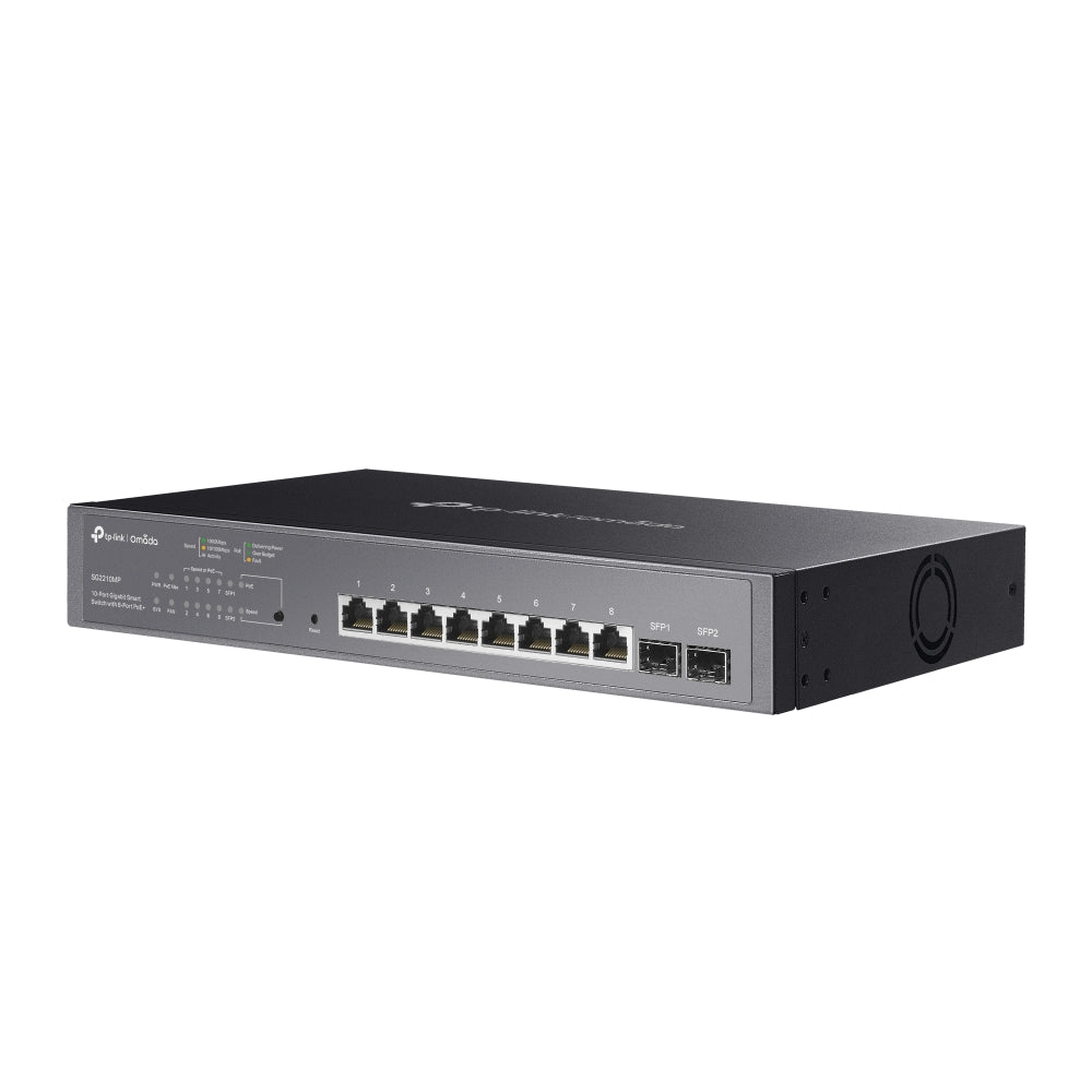 TP-Link Omada SG2210MP - 10-Port Gigabit Smart Switch with 8-Port PoE+ / 2 SFP Slots / 150W PoE Budget / L2+ Managed Switch