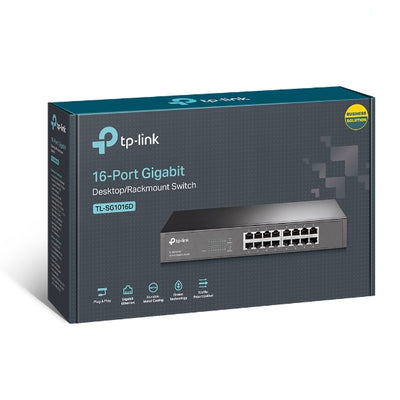 TP-Link TL-SG1016D - 16-Port Gigabit Desktop/Rackmount Switch / 10/100/1000Mbps / Plug & Play / Green Ethernet - Network Switch
