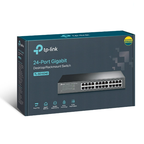 TP-Link TL-SG1024D - 24-Port Gigabit Desktop/Rackmount Switch / 10/100/1000Mbps / Plug & Play / Green Ethernet - Network Switch