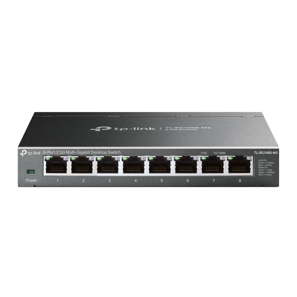 TP-Link TL-SG108S-M2 - 8-Port 2.5G Multi-Gigabit Desktop Switch / 40Gbps Switching Capacity / Fanless Design / Plug & Play - Network Switch