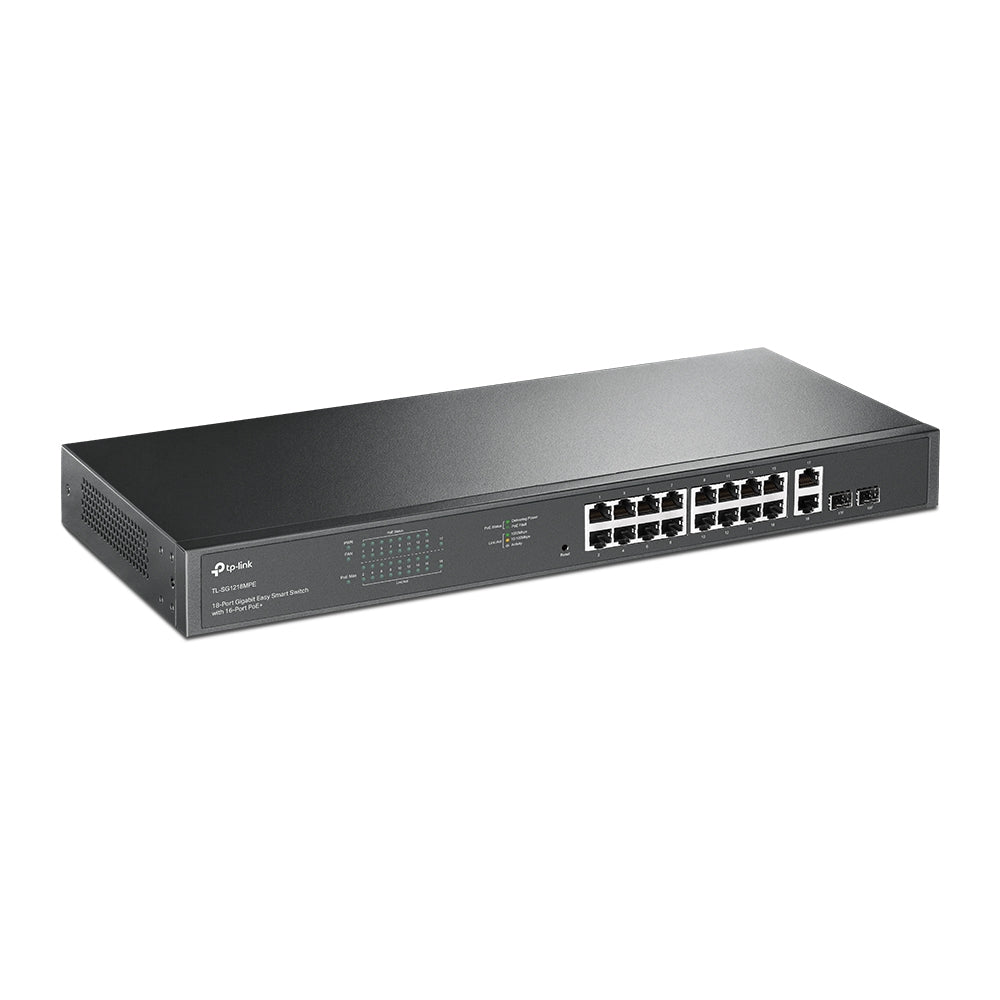 TP-Link TL-SG1218MPE - 18-Port Gigabit Easy Smart Switch with 16-Port PoE+ / 250W PoE Budget / 2 SFP Combo Ports / Rackmount Switch