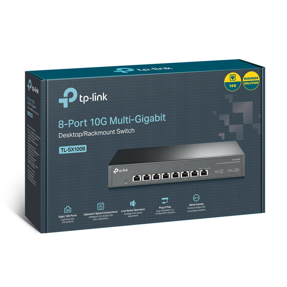 TP-Link TL-SX1008 - 8-Port 10G Desktop/Rackmount Switch / 10 Gigabit Ethernet / 160Gbps Switching Capacity / Plug & Play - Network Switch
