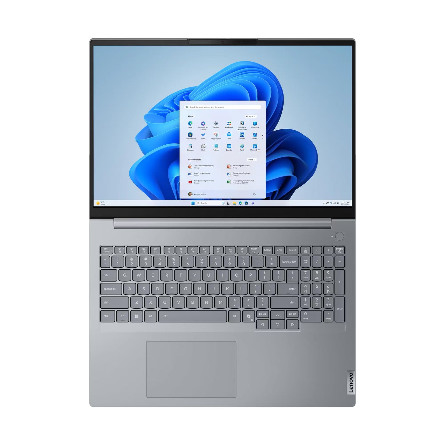 Lenovo ThinkBook 16 G8 - 16" WUXGA IPS / Ultra 7 255H / 16GB DDR5 / 512GB (NVMe Gen4 SSD) / Intel Arc 140T / Windows 11 Pro / 1YW / Arctic Grey - Laptop