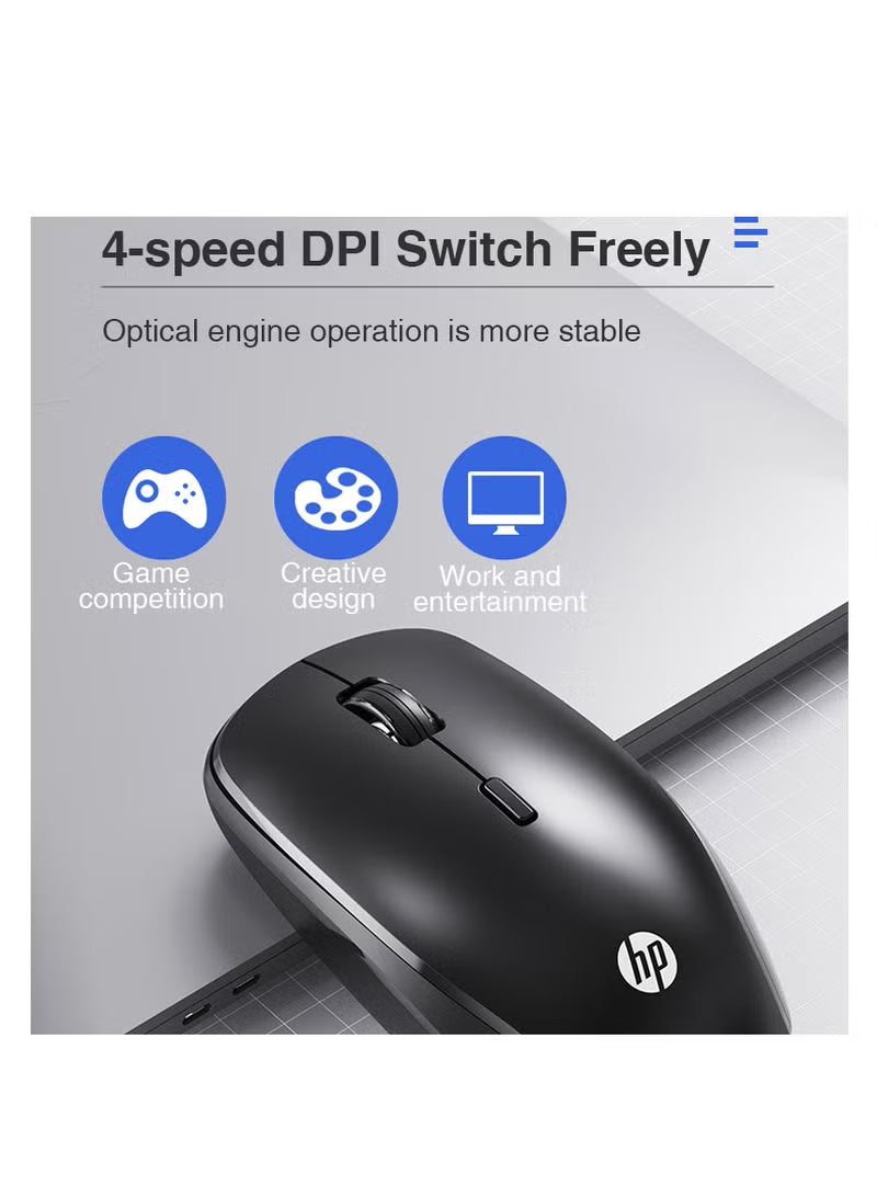 HP CS500 Wireless Keyboard and Mouse - 2.4GHz Wireless / Silent Keys / 2000 DPI / Black - Combo
